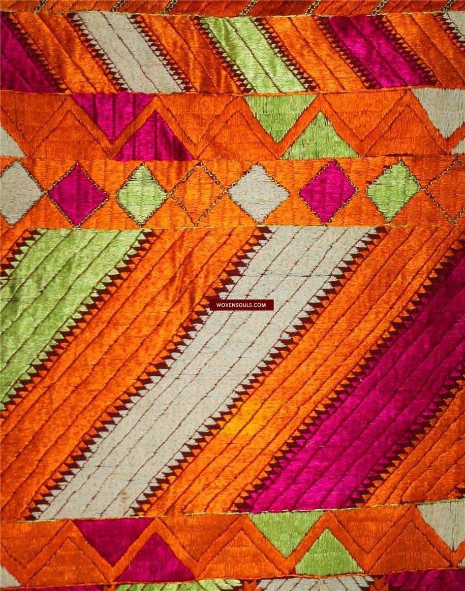 843 SOLD Golden Vari da Bagh Phulkari Textile-WOVENSOULS-Antique-Vintage-Textiles-Art-Decor