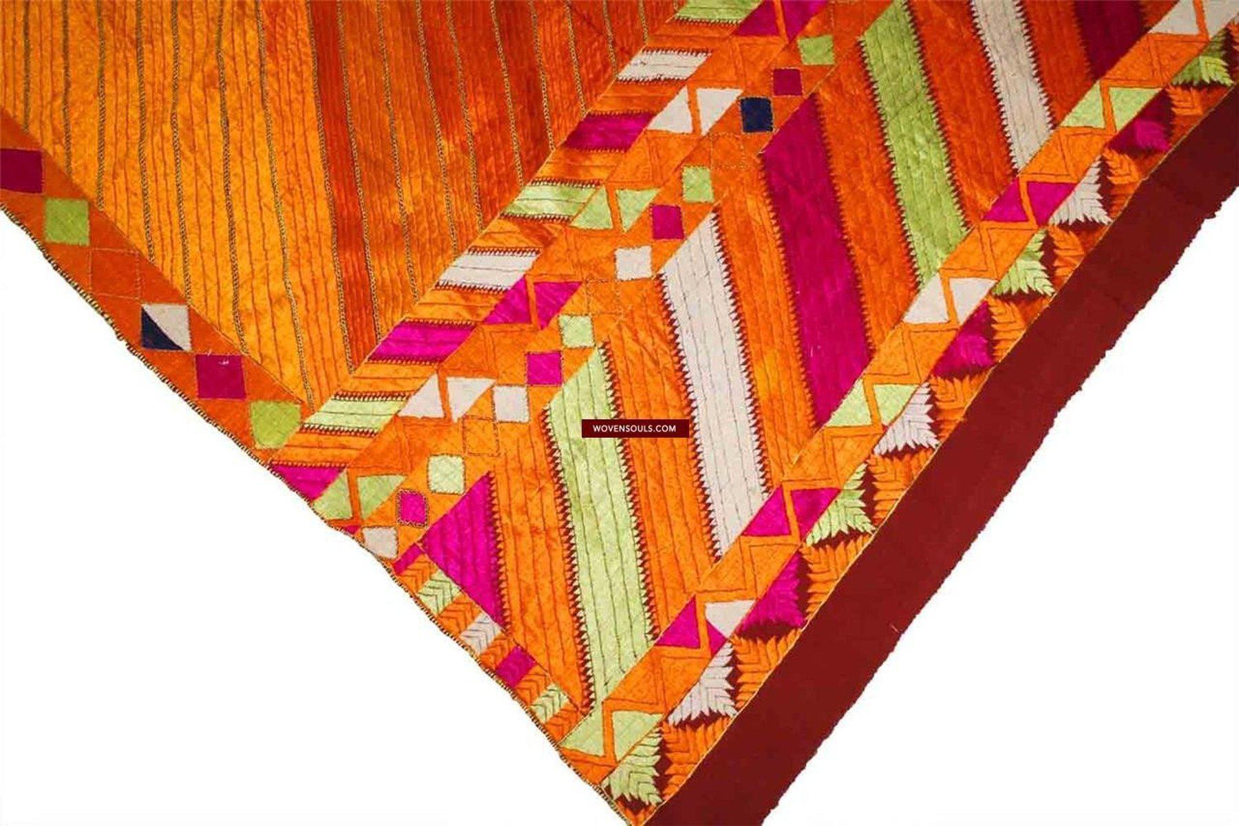 843 SOLD Golden Vari da Bagh Phulkari Textile-WOVENSOULS-Antique-Vintage-Textiles-Art-Decor