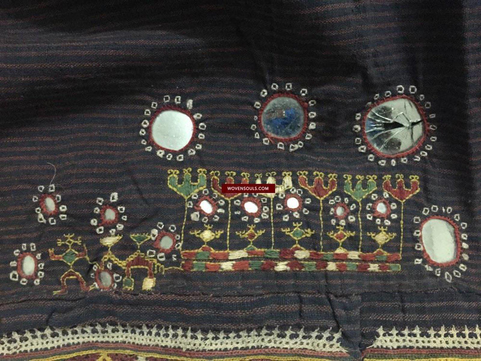 847 Old Bishnoi Woven Skirt with Amazing Embroidered Motifs-WOVENSOULS-Antique-Vintage-Textiles-Art-Decor