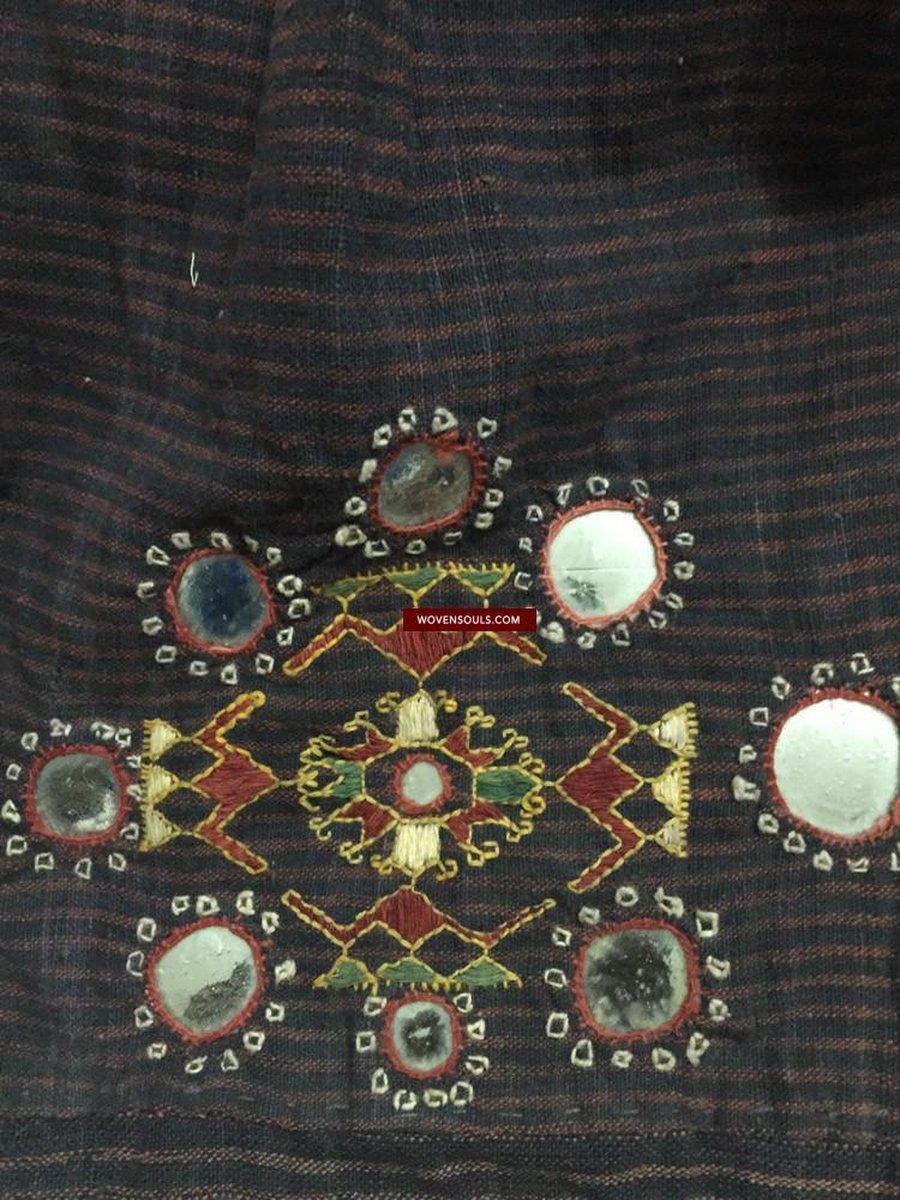 847 Old Bishnoi Woven Skirt with Amazing Embroidered Motifs-WOVENSOULS-Antique-Vintage-Textiles-Art-Decor