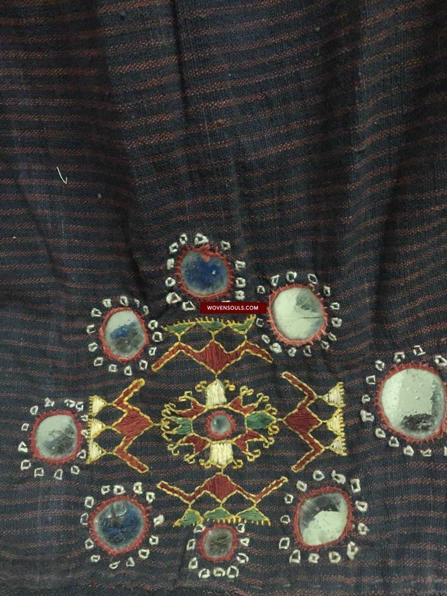 847 Old Bishnoi Woven Skirt with Amazing Embroidered Motifs-WOVENSOULS-Antique-Vintage-Textiles-Art-Decor