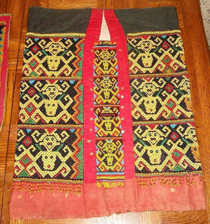849 Museum Quality Antique Iban Dayak Beaded Wedding Skirt & Jacket Set-WOVENSOULS-Antique-Vintage-Textiles-Art-Decor