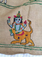 850 Rare Namawali Vrindavani Assam Vastra - Silk with Double Sided Embroidery-WOVENSOULS-Antique-Vintage-Textiles-Art-Decor