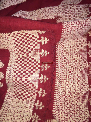 851 Old Double Sided Embroidery Shawl Rajasthan-WOVENSOULS-Antique-Vintage-Textiles-Art-Decor