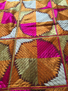 854 SOLD Bagh Phulkari Textile with Charkha or Gobi motif-WOVENSOULS-Antique-Vintage-Textiles-Art-Decor