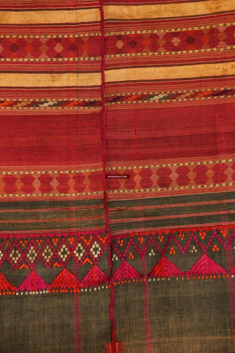 865 SOLD - Gorgeous Antique Waziri Shawl with Embroidery-WOVENSOULS-Antique-Vintage-Textiles-Art-Decor