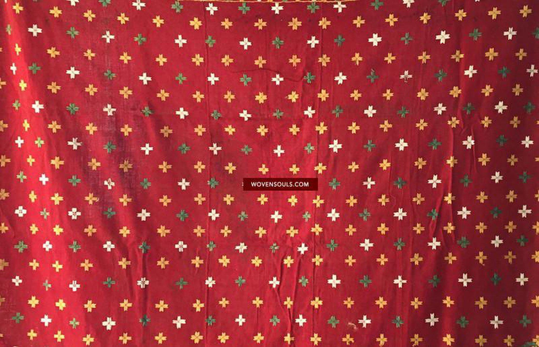 868 SOLD Phulkari Shawl with Unique NWFP stylised motifs-WOVENSOULS-Antique-Vintage-Textiles-Art-Decor