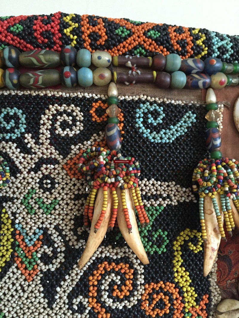 877 Antique KalimantanDayak Beaded Basket Baby Carrier WOVENSOULS
