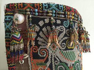 877 Antique KalimantanDayak Beaded Basket Baby Carrier-WOVENSOULS-Antique-Vintage-Textiles-Art-Decor
