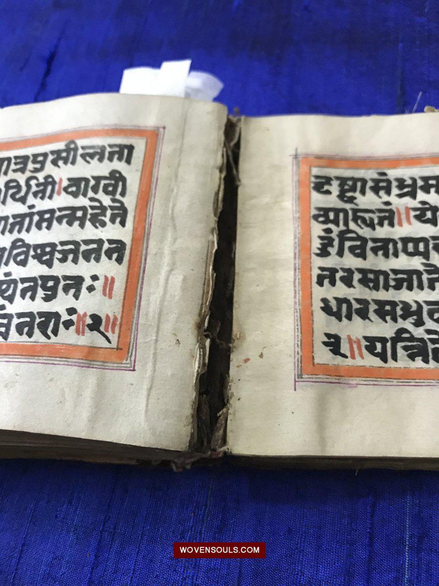 9007 Indian Sanskrit Manuscript with Miniature Paintings-WOVENSOULS-Antique-Vintage-Textiles-Art-Decor