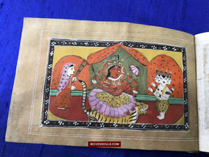 9007 Indian Sanskrit Manuscript with Miniature Paintings-WOVENSOULS-Antique-Vintage-Textiles-Art-Decor