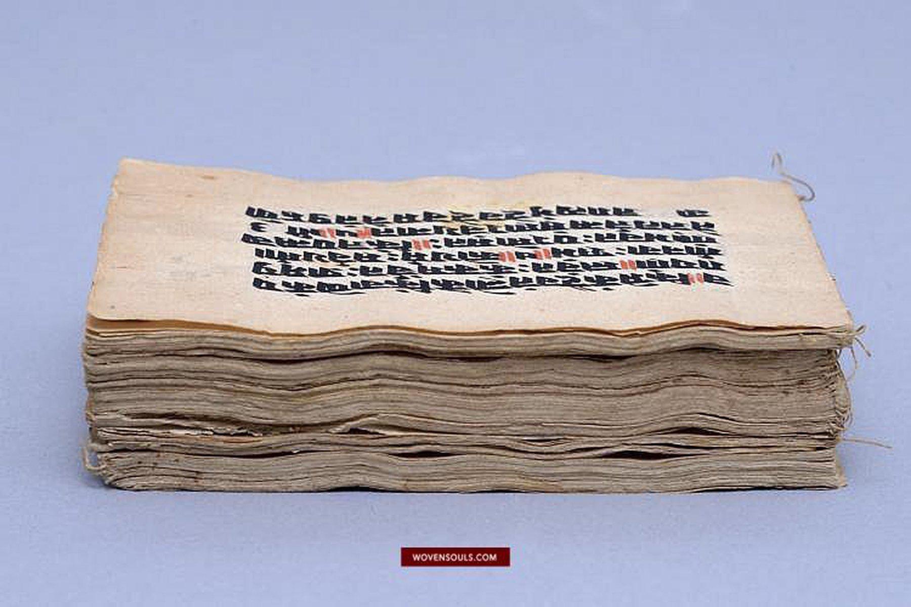 9008 Old HIndu Bhagavat Purana Manuscript with Illuminated Paintings-WOVENSOULS-Antique-Vintage-Textiles-Art-Decor