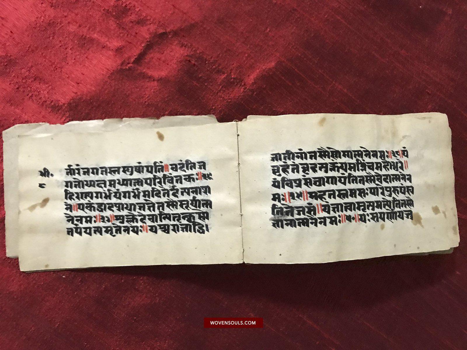 9008 Old HIndu Bhagavat Purana Manuscript with Illuminated Paintings-WOVENSOULS-Antique-Vintage-Textiles-Art-Decor