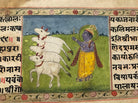 9009 Illuminated Sanskrit Manuscript with 1 miniature painting - Krishnayan-WOVENSOULS-Antique-Vintage-Textiles-Art-Decor