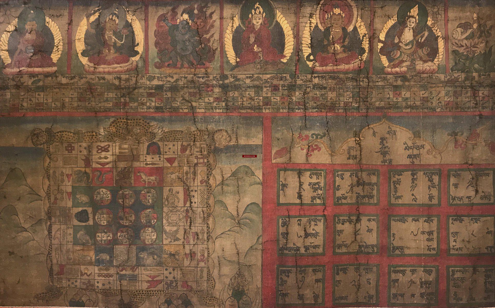 9013 Antique Tibetan Astrological Calendar - MASTERPIECE-WOVENSOULS-Antique-Vintage-Textiles-Art-Decor