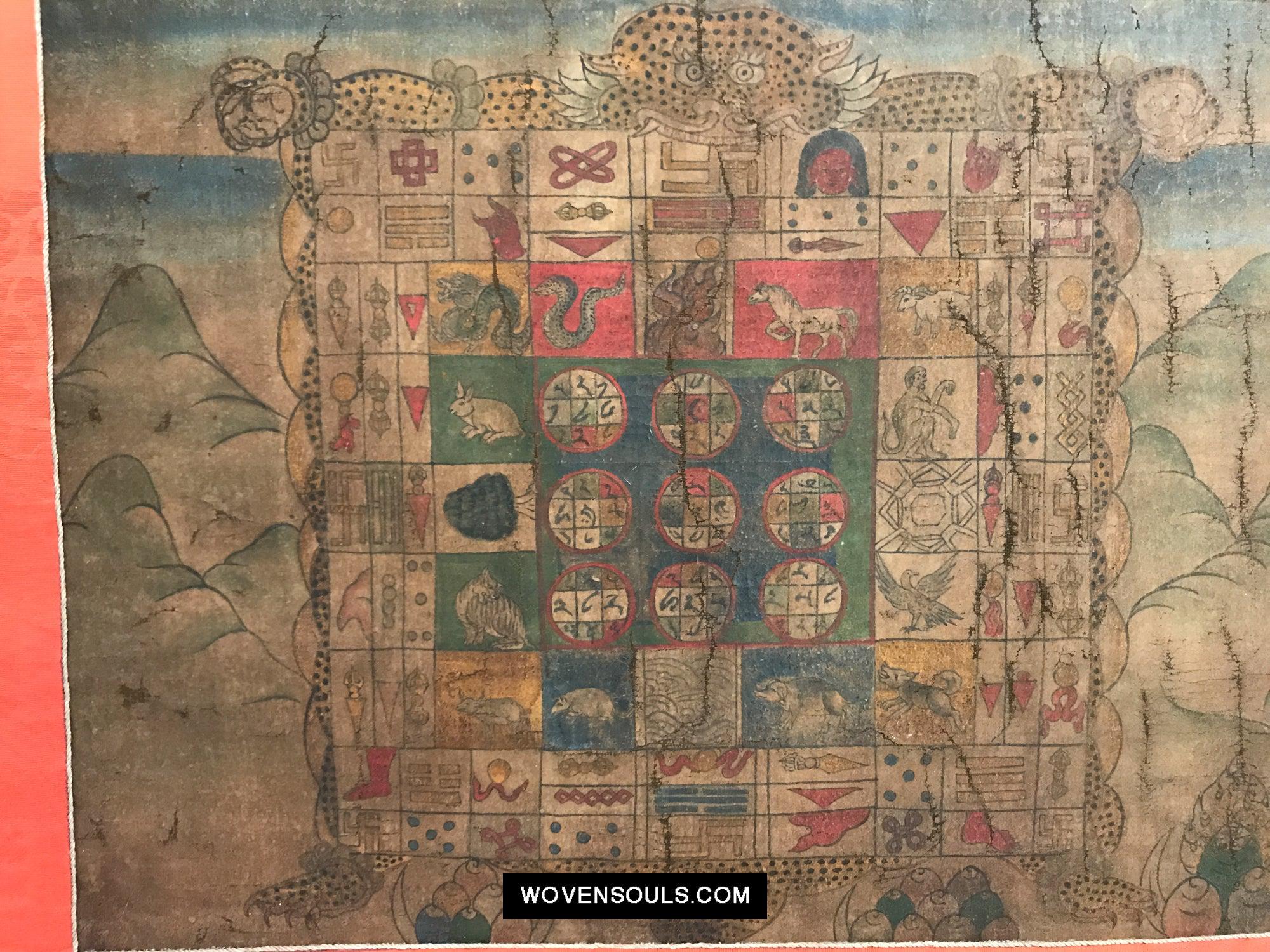 9013 Antique Tibetan Astrological Calendar - MASTERPIECE-WOVENSOULS Antique Textiles &amp; Art Gallery