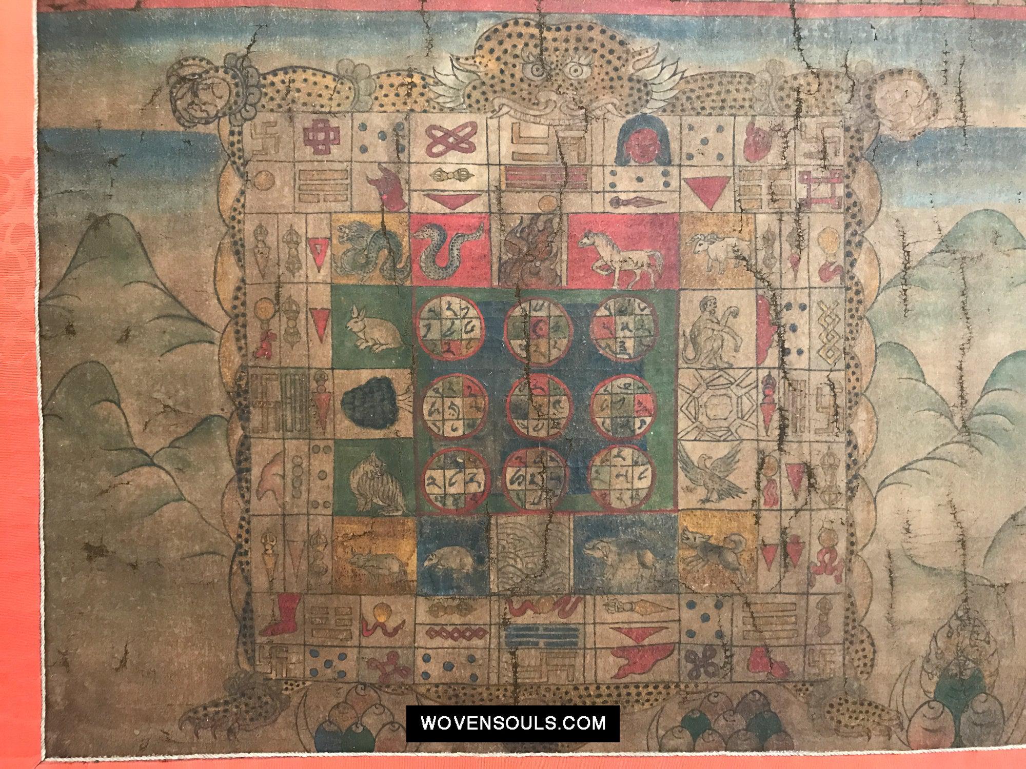 9013 Antique Tibetan Astrological Calendar - MASTERPIECE-WOVENSOULS Antique Textiles &amp; Art Gallery