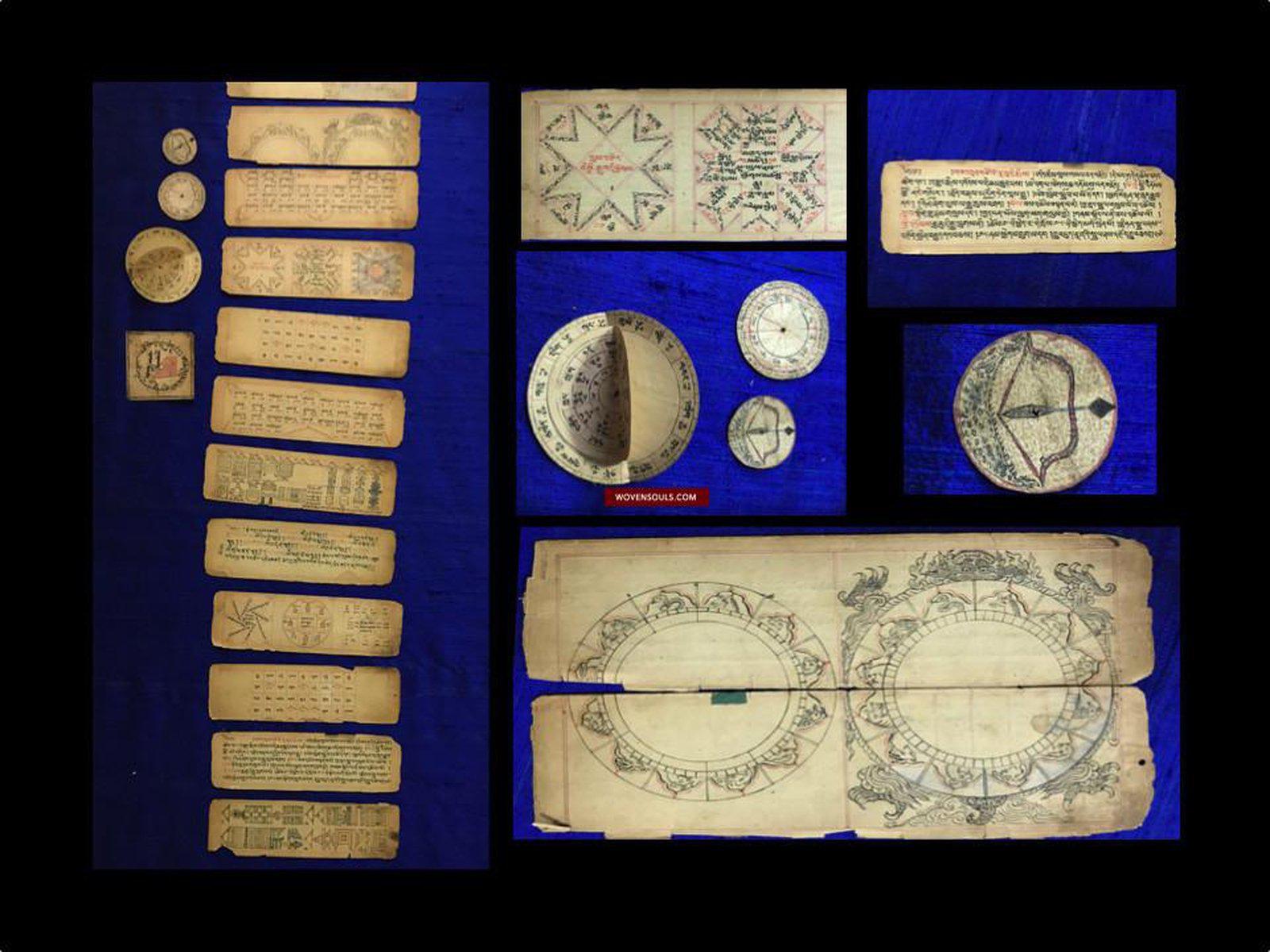 9016 Antique Handwritten Tibetan Astrological Computation Manuscript with Devices - SOLD-WOVENSOULS-Antique-Vintage-Textiles-Art-Decor