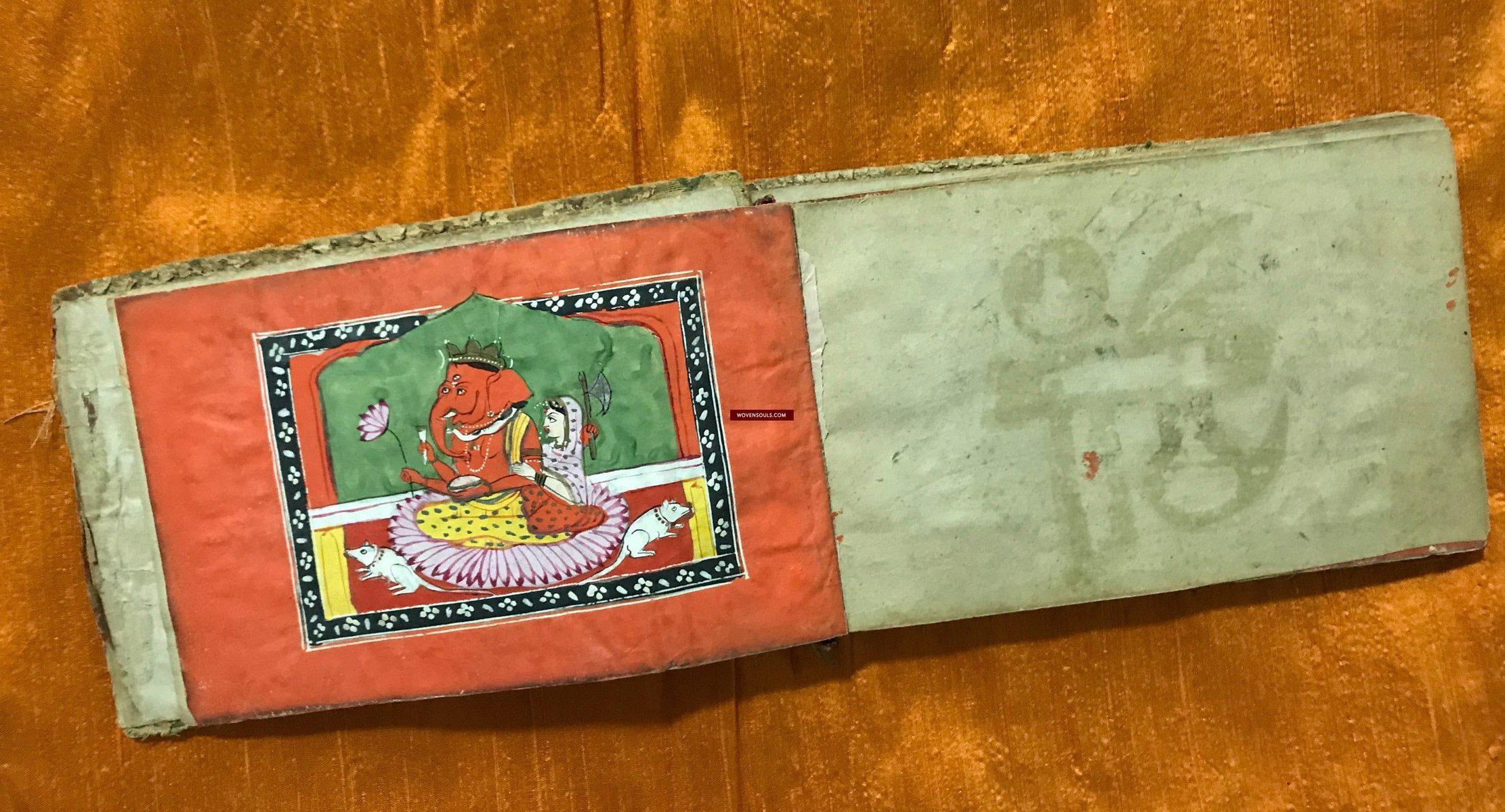 9018 - SOLD - Indian Hindu Manuscript with Sanskrit Verses by VED VYAS - Cloth Binding-WOVENSOULS-Antique-Vintage-Textiles-Art-Decor