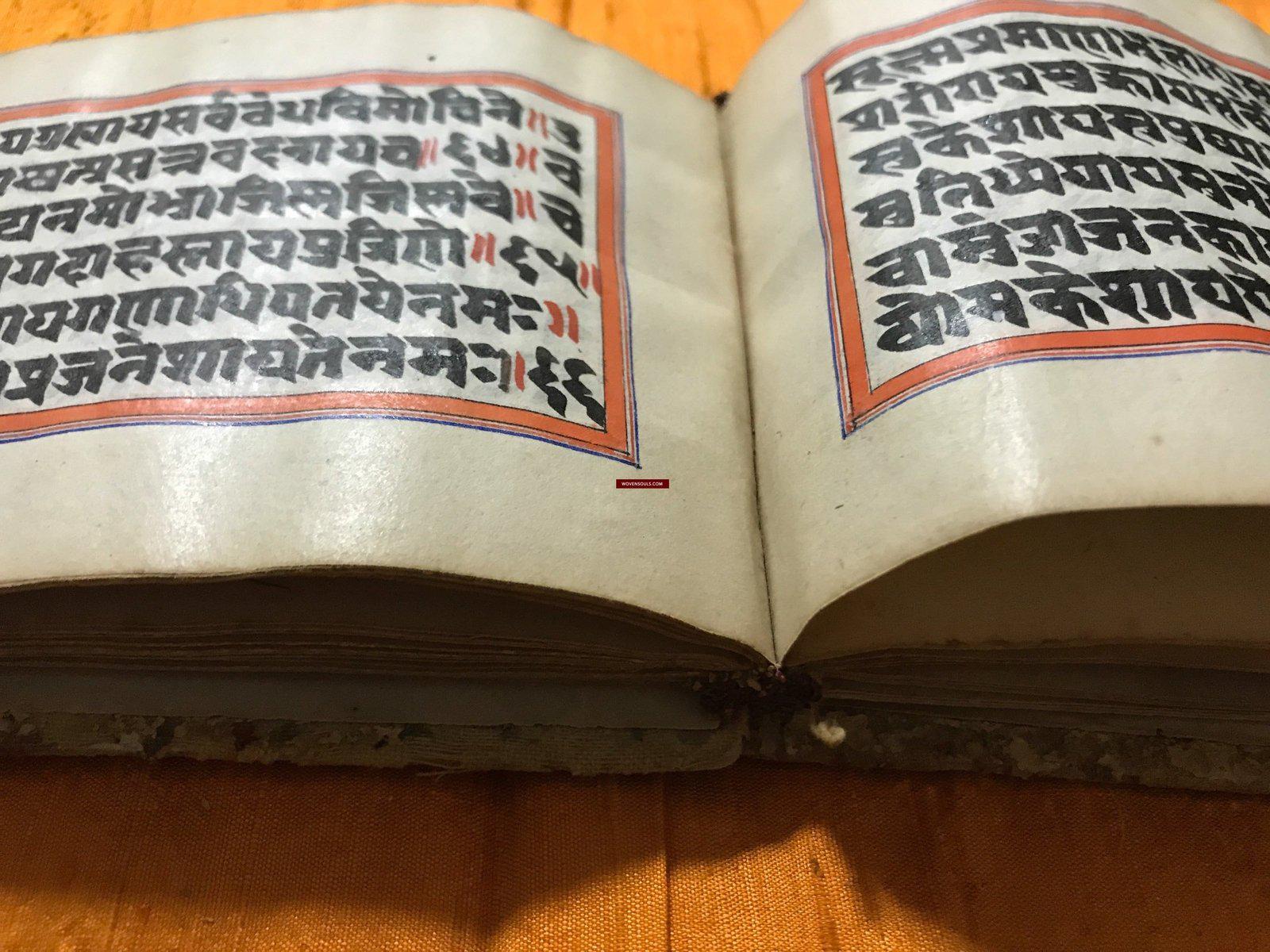 9018 - SOLD - Indian Hindu Manuscript with Sanskrit Verses by VED VYAS - Cloth Binding-WOVENSOULS-Antique-Vintage-Textiles-Art-Decor