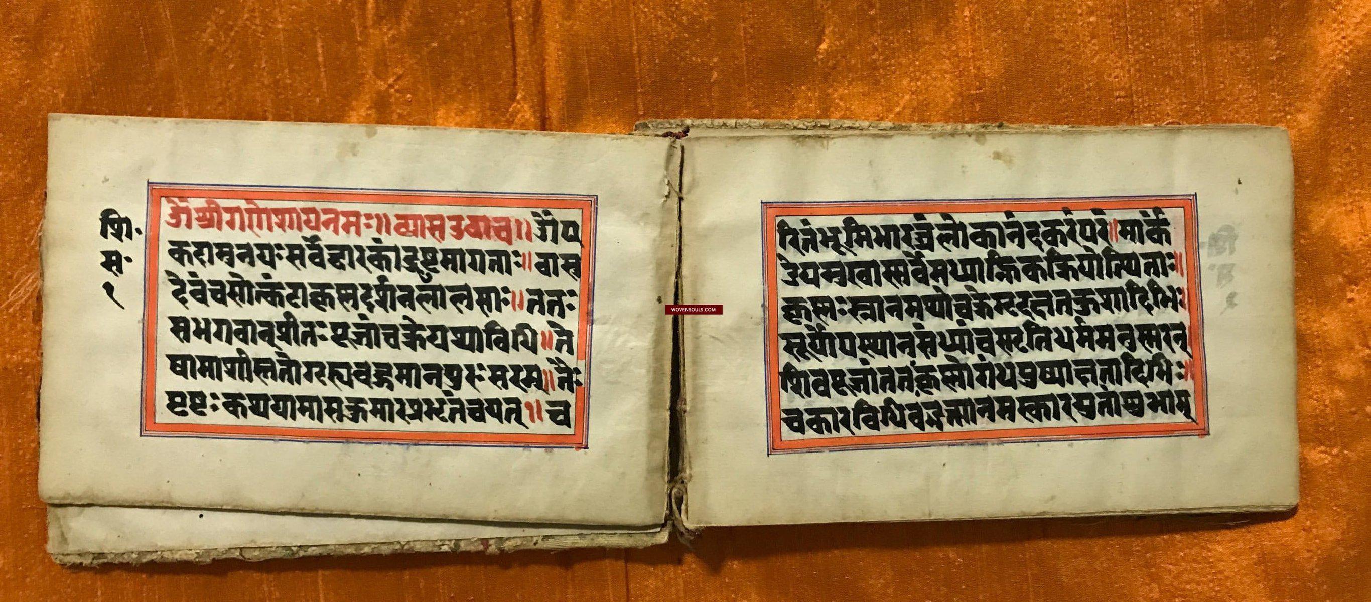 9018 - SOLD - Indian Hindu Manuscript with Sanskrit Verses by VED VYAS - Cloth Binding-WOVENSOULS-Antique-Vintage-Textiles-Art-Decor