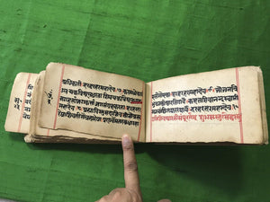 9019 Indian Hindu Manuscript with Sanskrit Verses - Cloth Binding-WOVENSOULS-Antique-Vintage-Textiles-Art-Decor