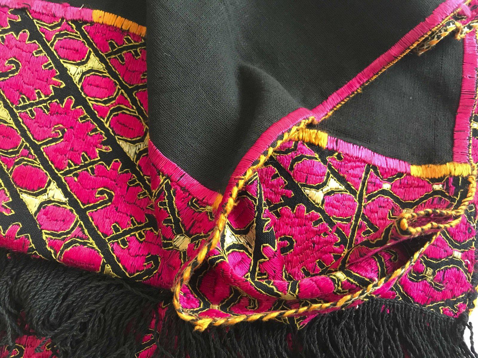 909 SOLD Antique Wedding Turban with Double Sided Embroidery - Swat Valley Textile-WOVENSOULS-Antique-Vintage-Textiles-Art-Decor