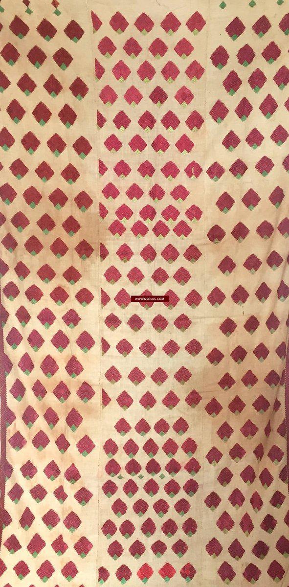 914 Old Thirma Phulkari Embroidered Cultural Textile With Roses-WOVENSOULS-Antique-Vintage-Textiles-Art-Decor