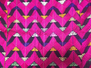 915 SOLD Black Base Pink Lehariya Phulkari-WOVENSOULS-Antique-Vintage-Textiles-Art-Decor