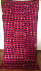 915 SOLD Black Base Pink Lehariya Phulkari-WOVENSOULS-Antique-Vintage-Textiles-Art-Decor