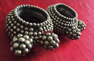920 Heavy Toda Anklets Silver Indian Jewelry-WOVENSOULS-Antique-Vintage-Textiles-Art-Decor