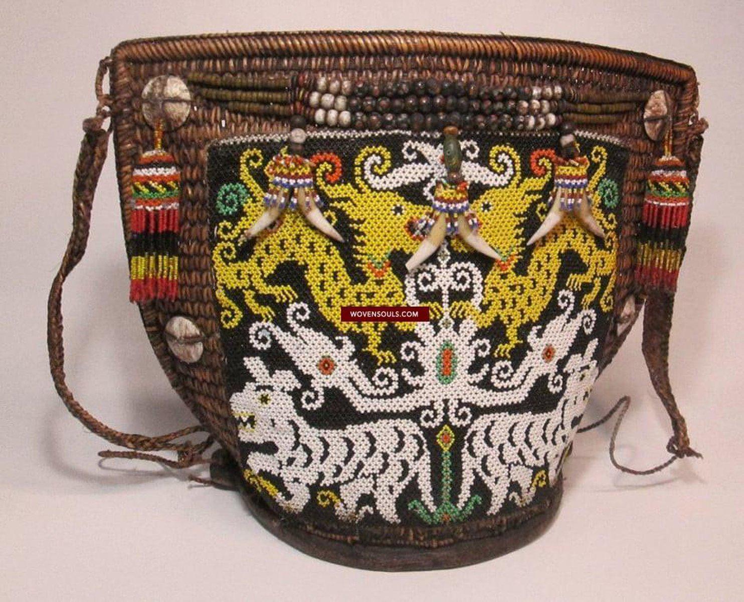 926 Vintage Borneo Dayak Baby Carrier-WOVENSOULS-Antique-Vintage-Textiles-Art-Decor
