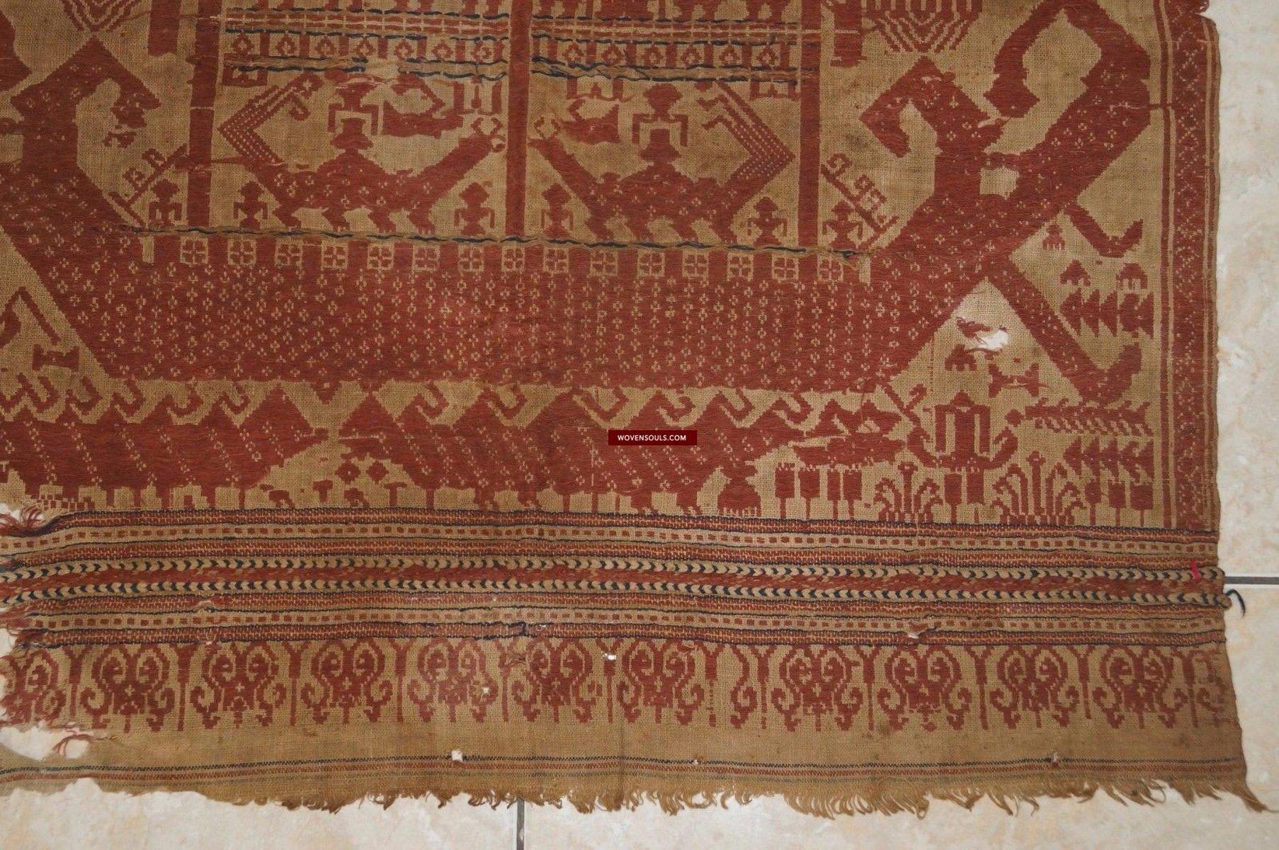 929 Superb Antique Semangka Tampan Shipcloth Sumatra Textile - 1700s-WOVENSOULS-Antique-Vintage-Textiles-Art-Decor