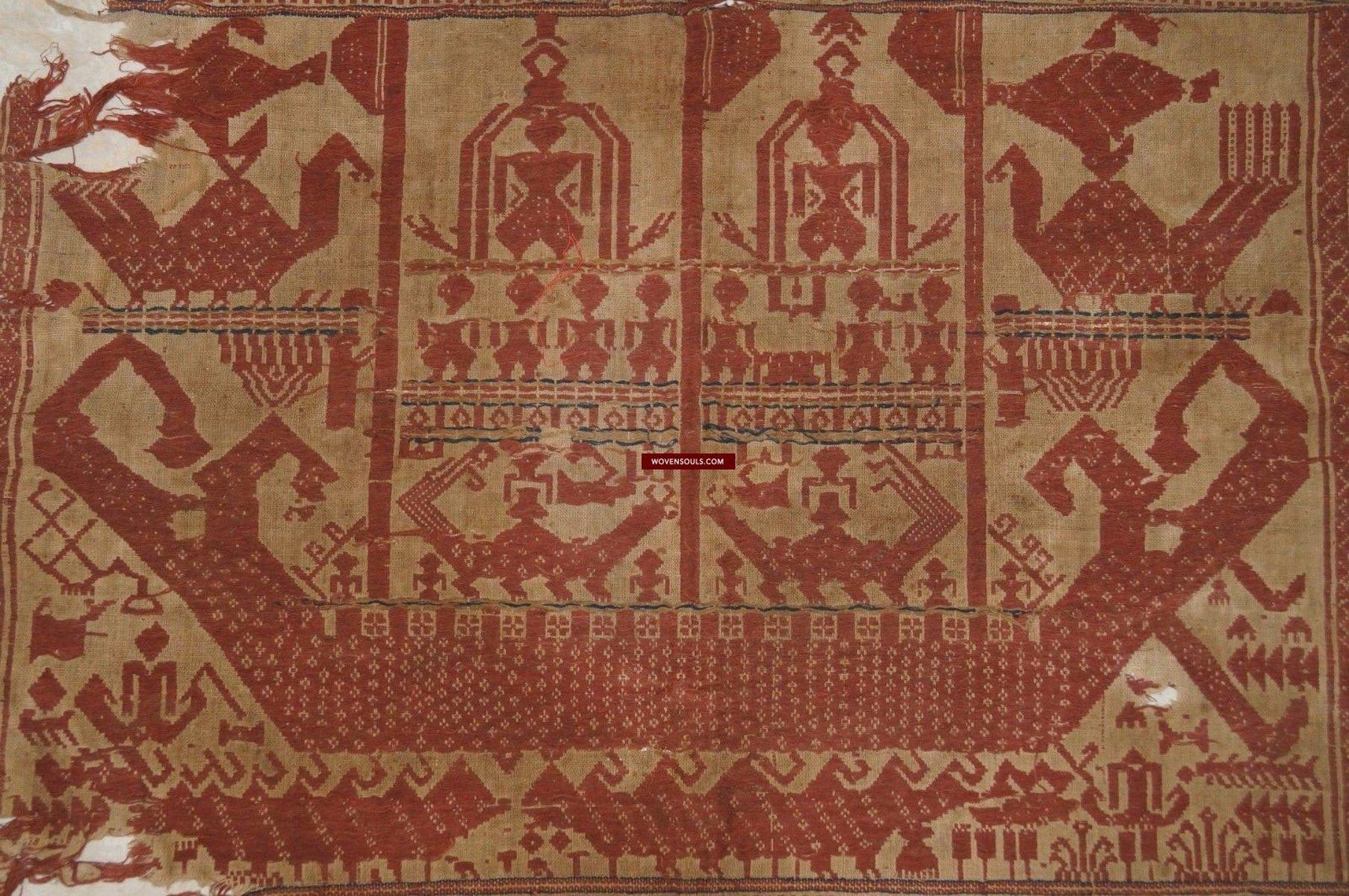 929 Superb Antique Semangka Tampan Shipcloth Sumatra Textile - 1700s-WOVENSOULS-Antique-Vintage-Textiles-Art-Decor