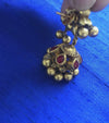 976 Old Gold Jhumki Earrings with Rubies & Diamonds-WOVENSOULS-Antique-Vintage-Textiles-Art-Decor
