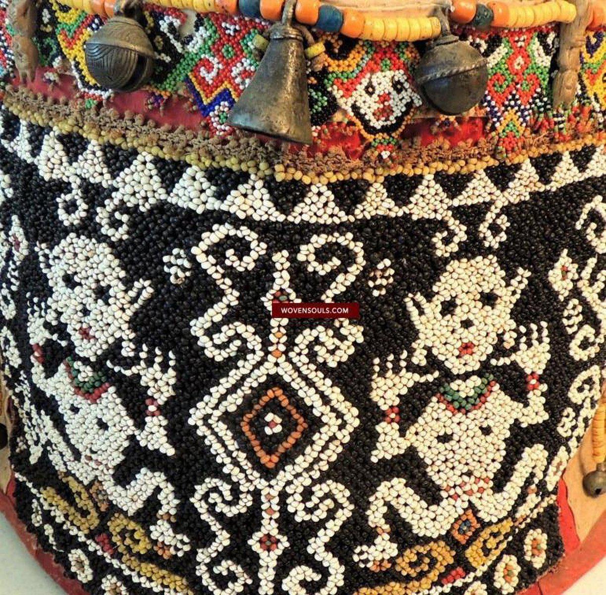 986 Old Beaded Dayak Baby Carrier from Borneo-WOVENSOULS-Antique-Vintage-Textiles-Art-Decor