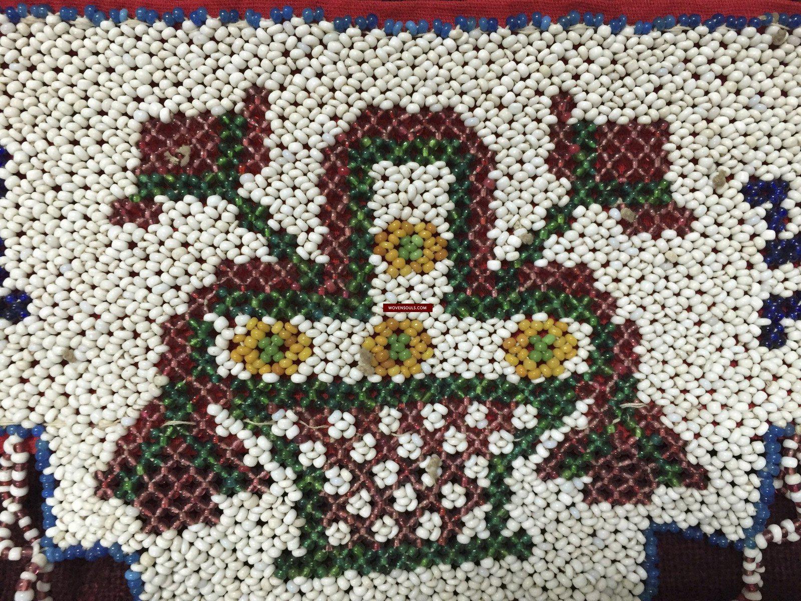 994 Textile de décoration murale perlée - Vintage Rabari Broderie du Gujarat-WOVENSOULS-Antique-Vintage-Textiles-Art-Décor