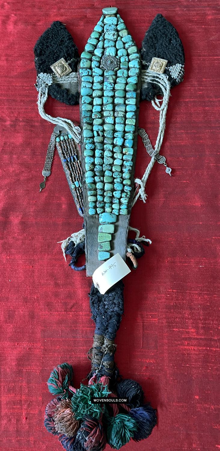 995 Old Heirloom Jewelry Ladakh Turquoise Perak Headdress-WOVENSOULS Antique Textiles &amp; Art Gallery