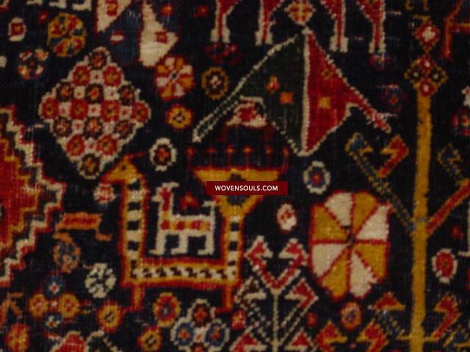 999 Antique Qashqai Tribal Rug with Shekarlu Influence - NFS-WOVENSOULS-Antique-Vintage-Textiles-Art-Decor