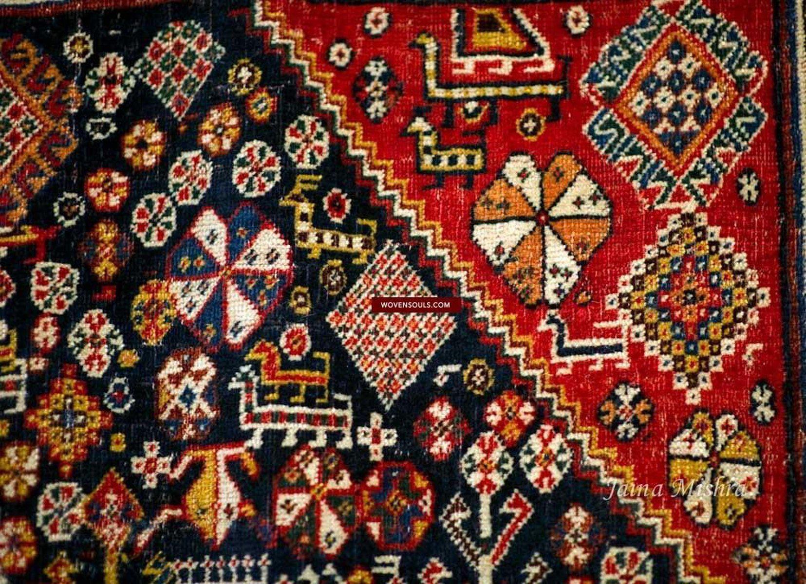 999 Antique Qashqai Tribal Rug with Shekarlu Influence - NFS-WOVENSOULS-Antique-Vintage-Textiles-Art-Decor