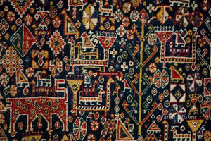 999 Antique Qashqai Tribal Rug with Shekarlu Influence - NFS-WOVENSOULS-Antique-Vintage-Textiles-Art-Decor