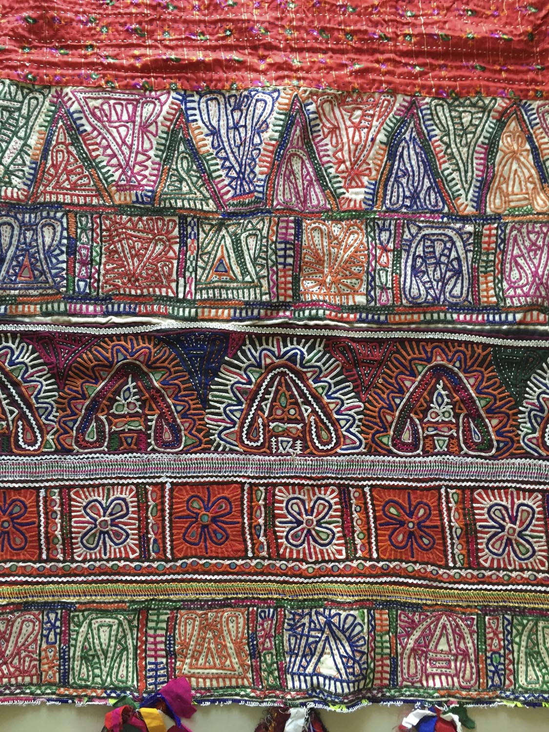 965 Pair of Quilted Textile Panels - Vintage Rabari Embroidery from Gujarat-WOVENSOULS Antique Textiles &amp; Art Gallery