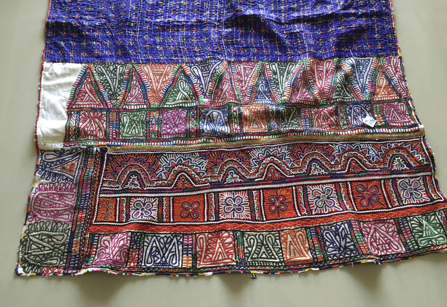 965 Pair of Quilted Textile Panels - Vintage Rabari Embroidery from Gujarat-WOVENSOULS Antique Textiles &amp; Art Gallery