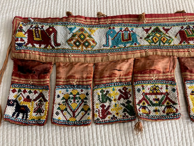 CAL-201 Vintage Beaded Toran Gujarat Door Decor-WOVENSOULS Antique Textiles &amp; Art Gallery