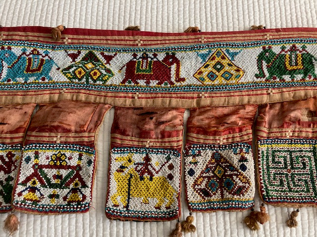 CAL-201 Vintage Beaded Toran Gujarat Door Decor-WOVENSOULS Antique Textiles &amp; Art Gallery