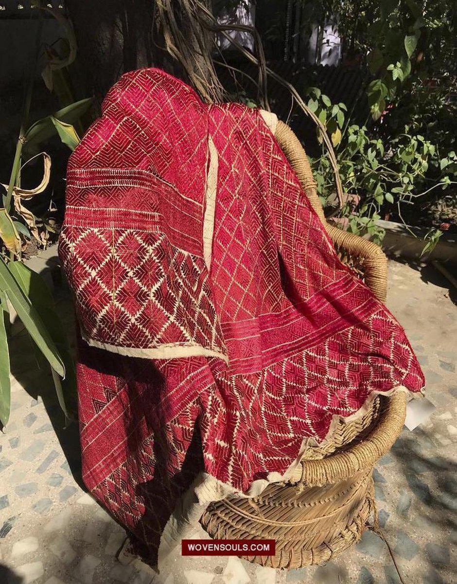 Decorating Idea - Antique Thirma Phulkari As Decor Accent-WOVENSOULS-Antique-Vintage-Textiles-Art-Decor
