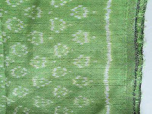 E125 HANDWOVEN IKAT SILK SCARF CRAVAT STOLE - ELEGANT CLASSY GREEN-WOVENSOULS-Antique-Vintage-Textiles-Art-Decor