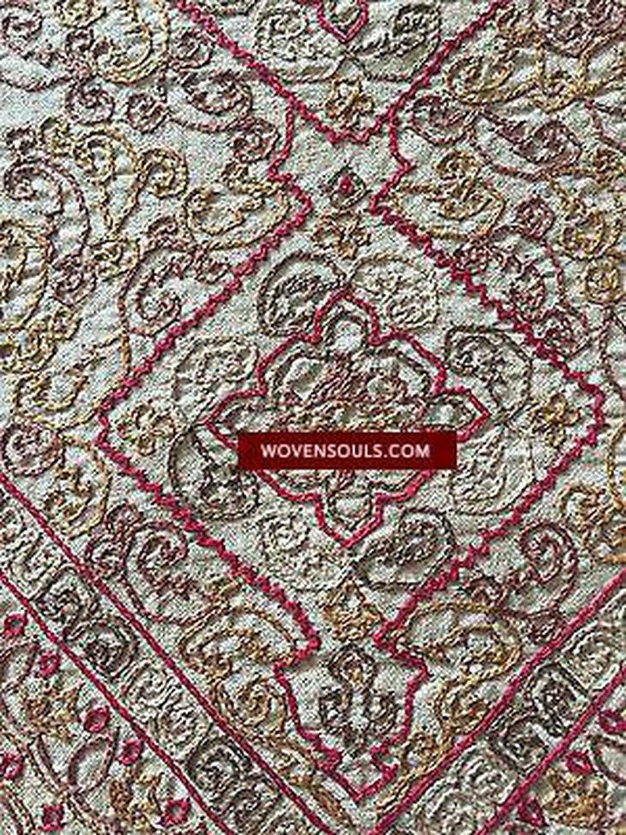 E143 VINTAGE ORISSA EMBROIDERY ON SILK HOME DECOR PANEL - NOW NO LONGER MADE-WOVENSOULS-Antique-Vintage-Textiles-Art-Decor
