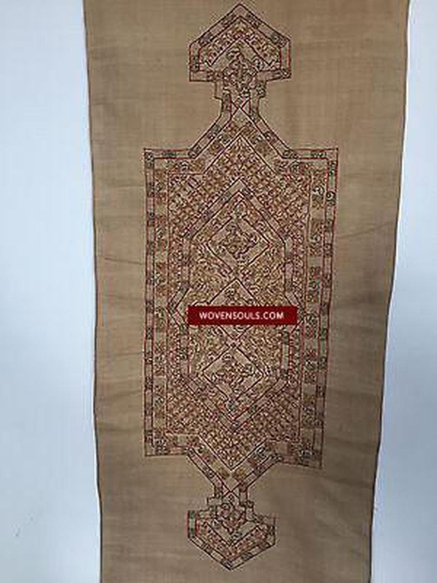 E143 VINTAGE ORISSA EMBROIDERY ON SILK HOME DECOR PANEL - NOW NO LONGER MADE-WOVENSOULS-Antique-Vintage-Textiles-Art-Decor