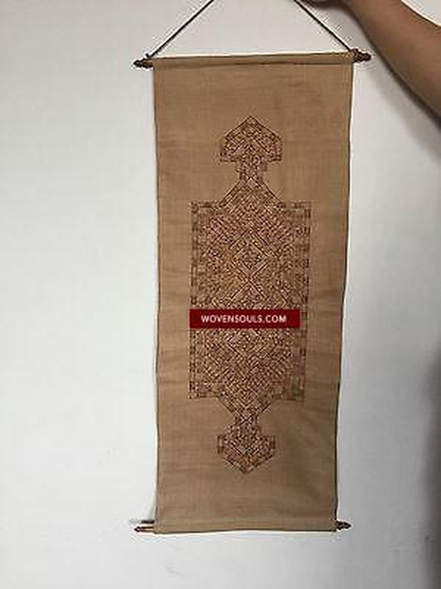 E143 VINTAGE ORISSA EMBROIDERY ON SILK HOME DECOR PANEL - NOW NO LONGER MADE-WOVENSOULS-Antique-Vintage-Textiles-Art-Decor
